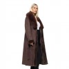 BISTON WOMAN SUET LONG COAT BROWN