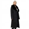 BISTON WOMAN LONG COAT SUET BLACK