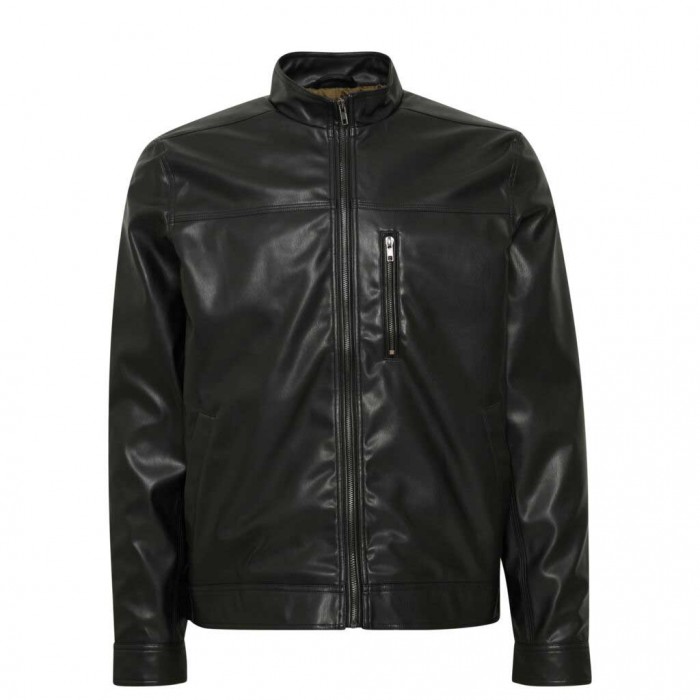 BLEND MAN LEATHER JACKET BLACK