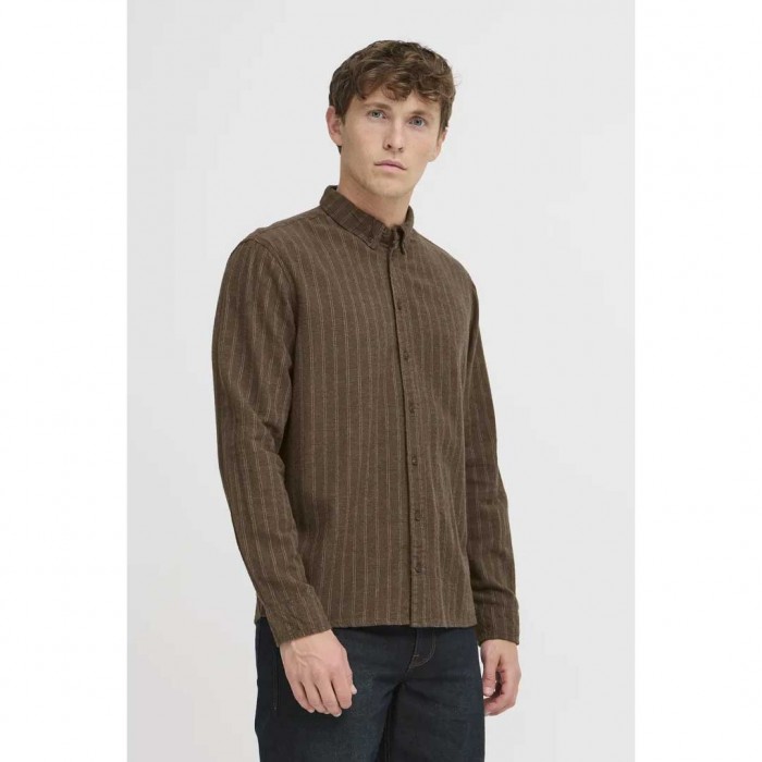 BLEND MAN STRIPE SHIRT BROWN