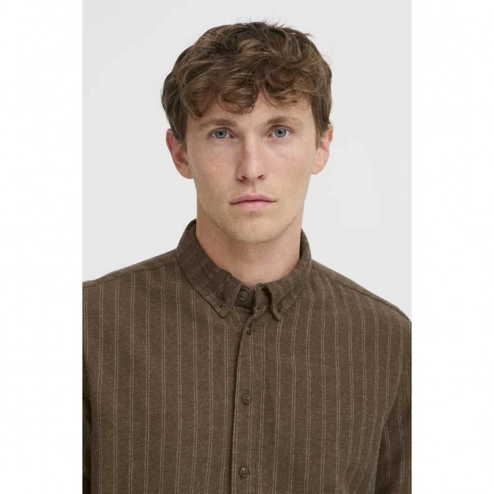 BLEND MAN STRIPE SHIRT BROWN