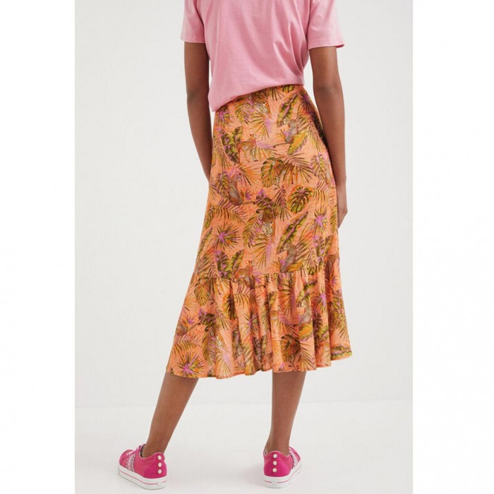 DESIGUAL Tropical flounce skirt ORANGE