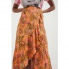 DESIGUAL Tropical flounce skirt ORANGE