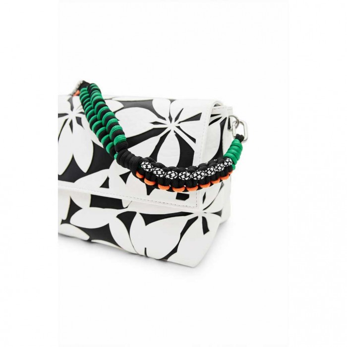 DESIGUAL Midsize floral crossbody bag WHITE/BLACK