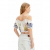 DESIGUAL Short gathered illustration blouse WHITE