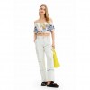 DESIGUAL Short gathered illustration blouse WHITE