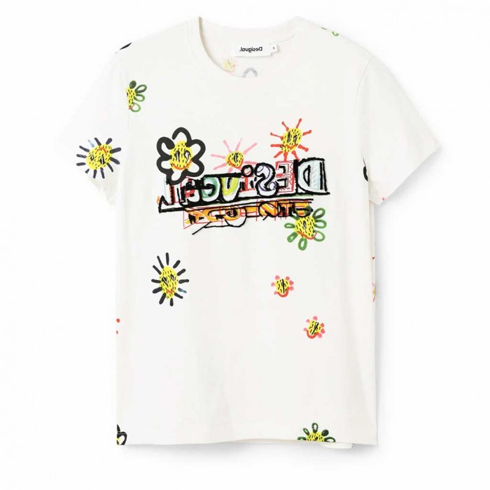 Desigual Women's flocked T-shirt WHITE