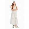 DESIGUAL Long embroidered strap dress WHITE