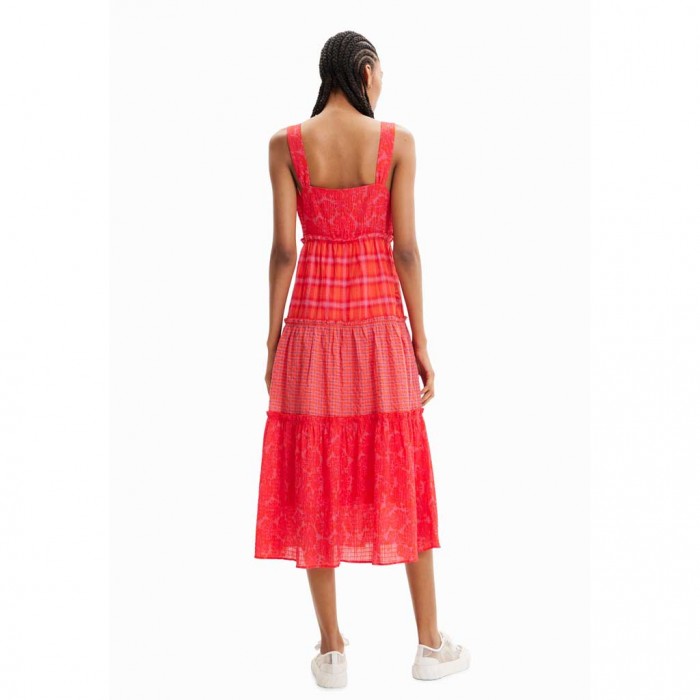 DESIGUAL Long patchwork strappy dress ORANGE