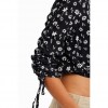 DESIGUAL Short gathered floral blouse BLACK