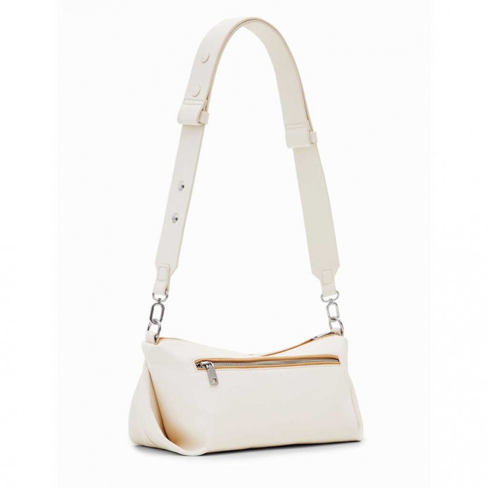 DESIGUAL M embroidered shoulder bag BEIGE