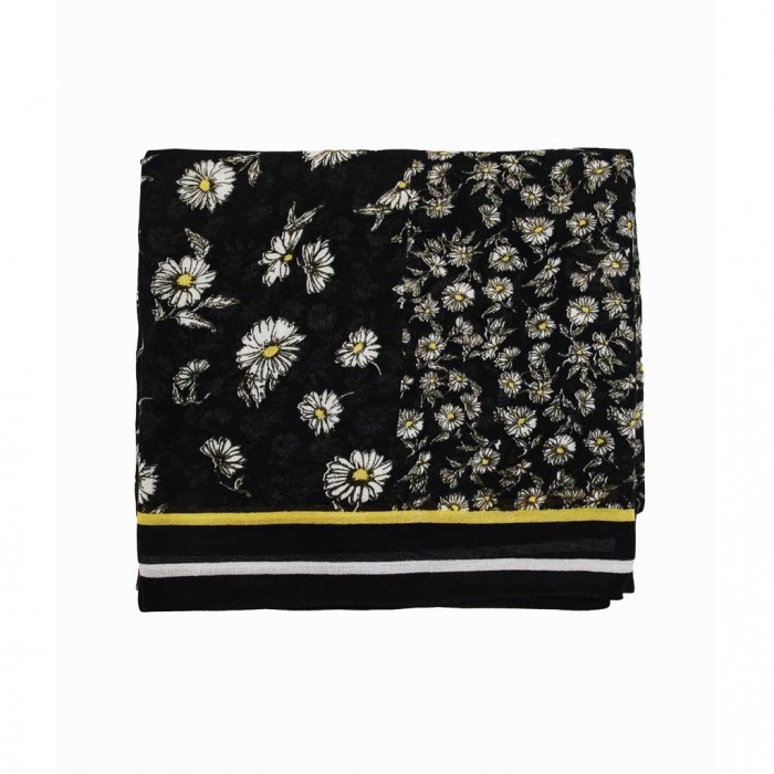 DESIGUAL Rectangular patchwork daisy foulard BLACK