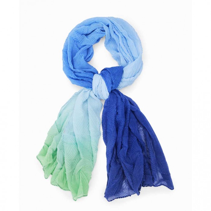 DESIGUAL Rectangular pleated dégradé foulard BLUE