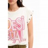 DESIGUAL Logo patch T-shirt WHITE