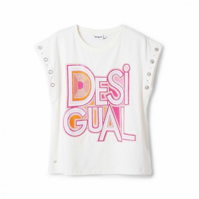 DESIGUAL Logo patch T-shirt WHITE