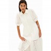 DESIGUAL Embroidered midi shirt dress WHITE