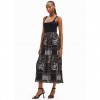 DESIGUAL Pleated combination midi dress BLACK