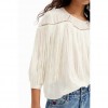 DESIGUAL Embroidered fringing blouse WHITE