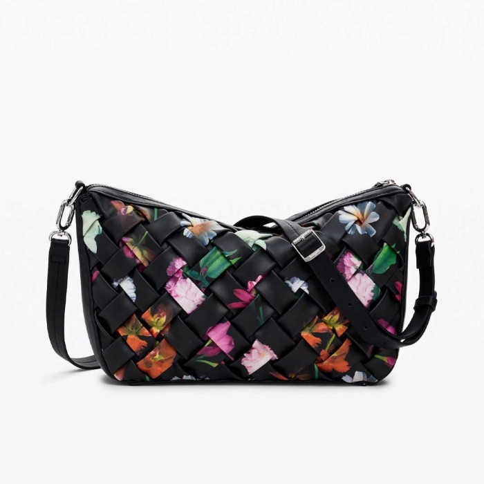 DESIGUAL WOMAN BAG WITH FLOWERS BLACK