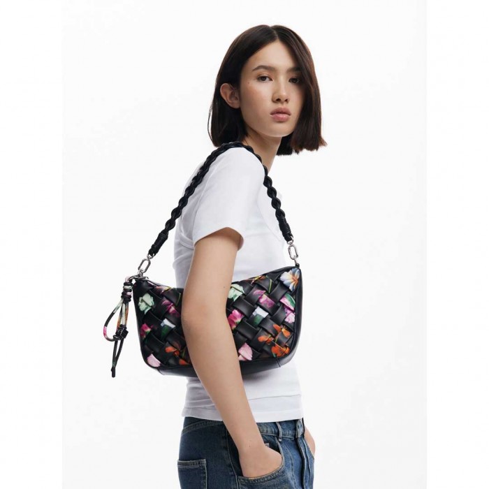 DESIGUAL WOMAN BAG WITH FLOWERS BLACK