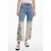 DESIGUAL WOMAN WIDE LEG JEAN FLOWERS BLUE DESIGUAL WOMAN WIDE LEG JEAN FLOWERS BLUE