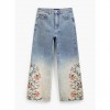 DESIGUAL WOMAN WIDE LEG JEAN FLOWERS BLUE DESIGUAL WOMAN WIDE LEG JEAN FLOWERS BLUE
