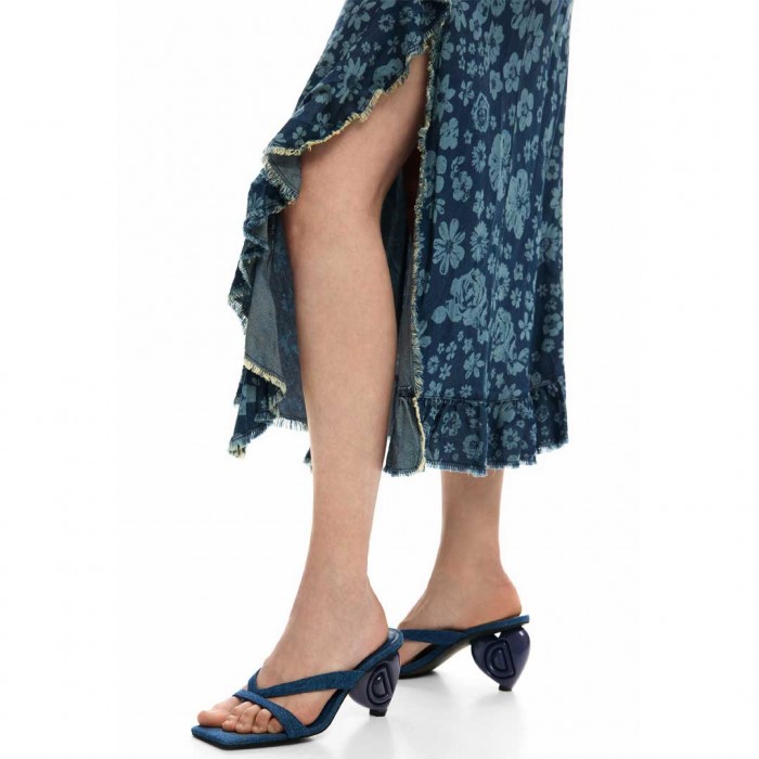 DESIGUAL Denim ruffle skirt BLUE