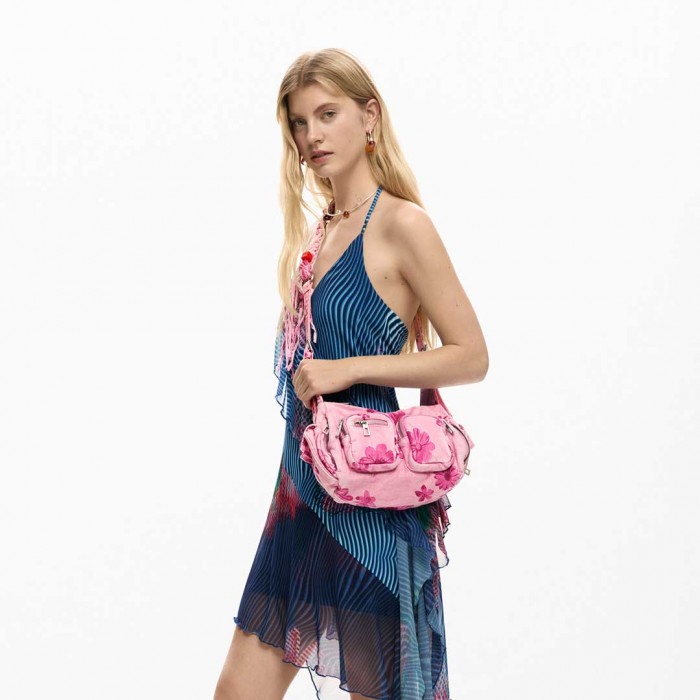 DESIGUAL Medium denim crossbody bag PINK DESIGUAL Medium denim crossbody bag PINK