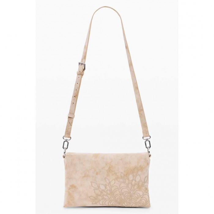 DESIGUAL Medium bag with embroidered flap BEIGE