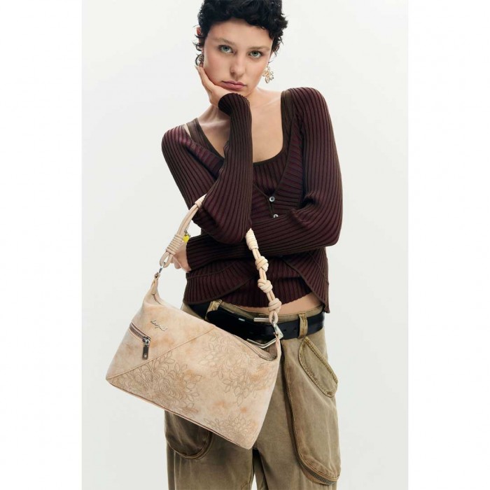DESIGUAL Medium Embroidered Bag BEIGE