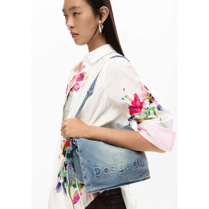 DESIGUAL Medium denim charms bag LIGHT BLUE