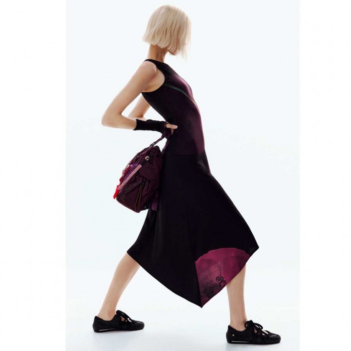 DESIGUAL Asymmetric poppy dress BLACK