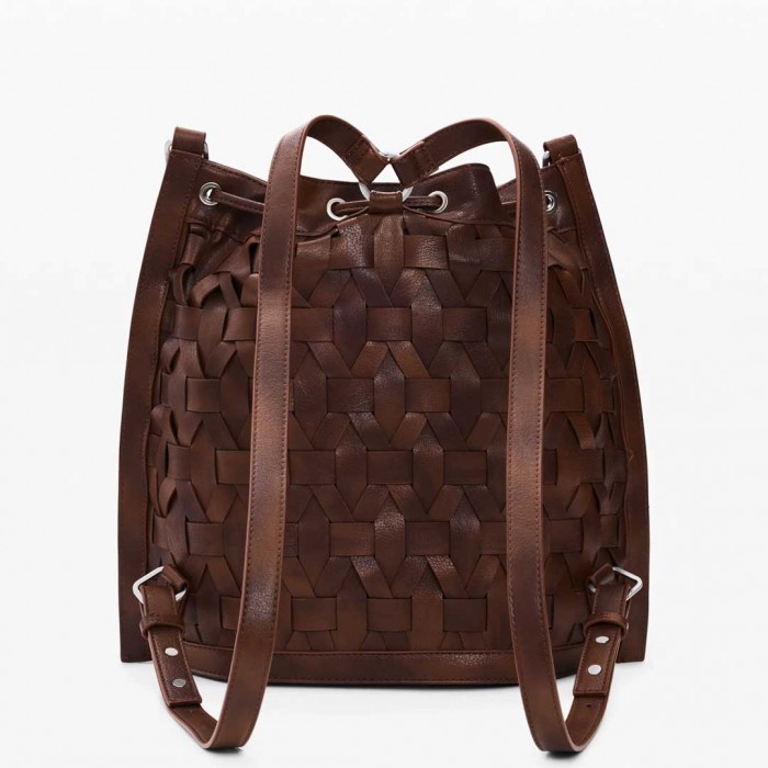 DESIGUAL Medium braided drawstring backpack BROWN