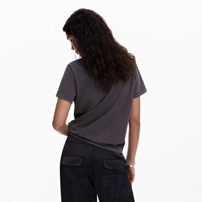 DESIGUAL Embroidered logo t-shirt GREY