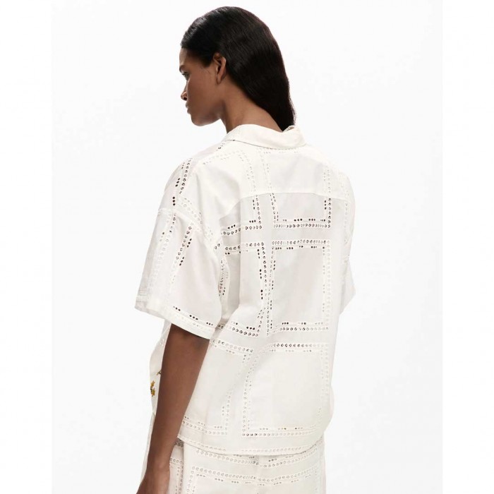 DESIGUAL Short-sleeve embroidered shirt WHITE