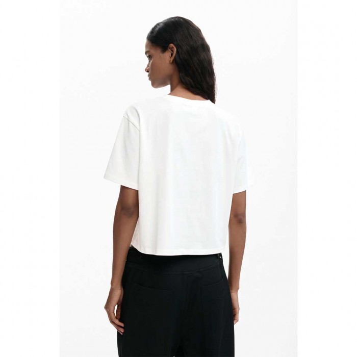 DESIGUAL Checked logo T-shirt WHITE