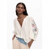 DESIGUAL Blouse Embroidered Sleeves WHITE DESIGUAL Blouse Embroidered Sleeves WHITE