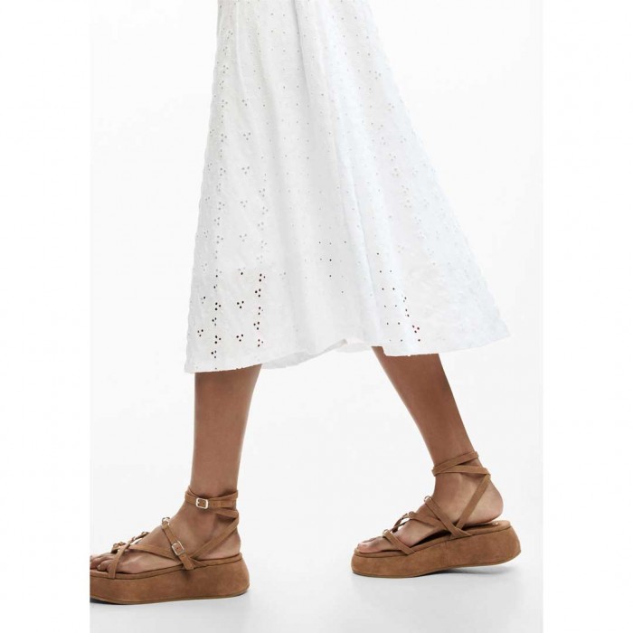 DESIGUAL Midi embroidered dress WHITE