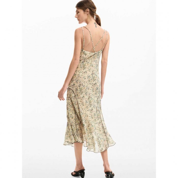 DESIGUAL Wild midi dress BEIGE