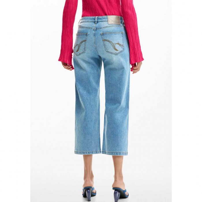 DESIGUAL Crochet Patch Denim Trousers BLUE