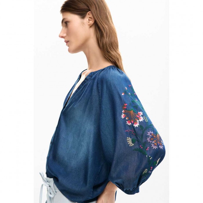 DESIGUAL Embroidered balloon blouse BLUE DESIGUAL Embroidered balloon blouse BLUE