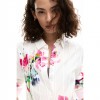 DESIGUAL Pleated Long-Sleeve Floral Shirt WHITE DESIGUAL Pleated Long-Sleeve Floral Shirt WHITE