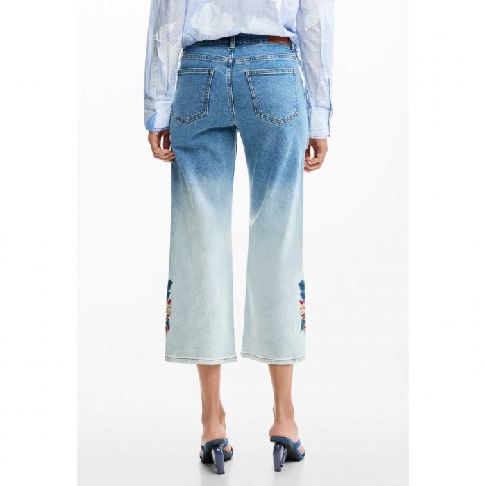 DESIGUAL Embroidered culotte jeans LIGHT BLUE