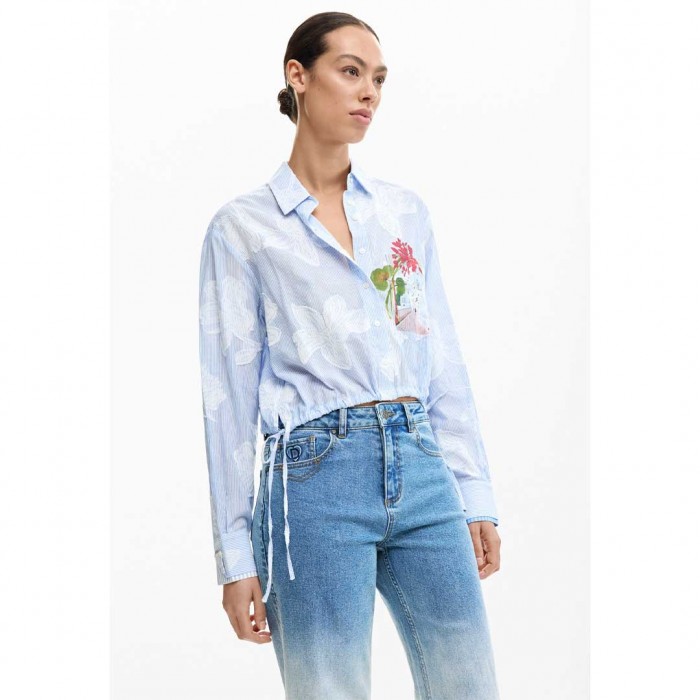 DESIGUAL Embroidered culotte jeans LIGHT BLUE