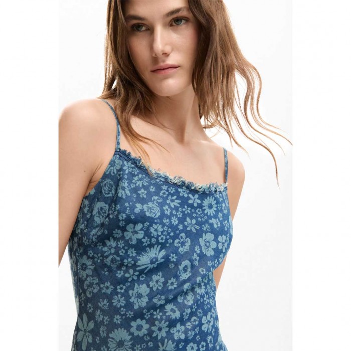 DESIGUAL Denim ruffle dress BLUE