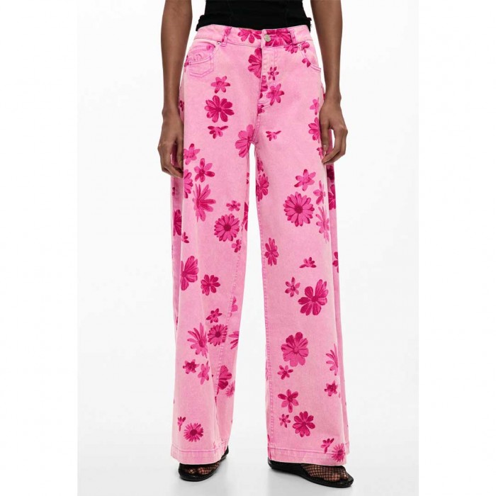 DESIGUAL Jeans trousers flowers PINK