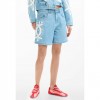 DESIGUAL Embroidered denim bermuda LIGHT BLUE