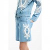 DESIGUAL Embroidered denim bermuda LIGHT BLUE