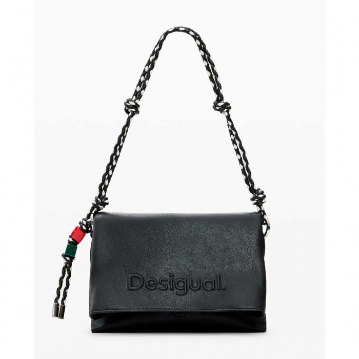 DESIGUAL Medium logo charm bag BLACK