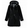 DESIGUAL Long padded coat with belt BLACK